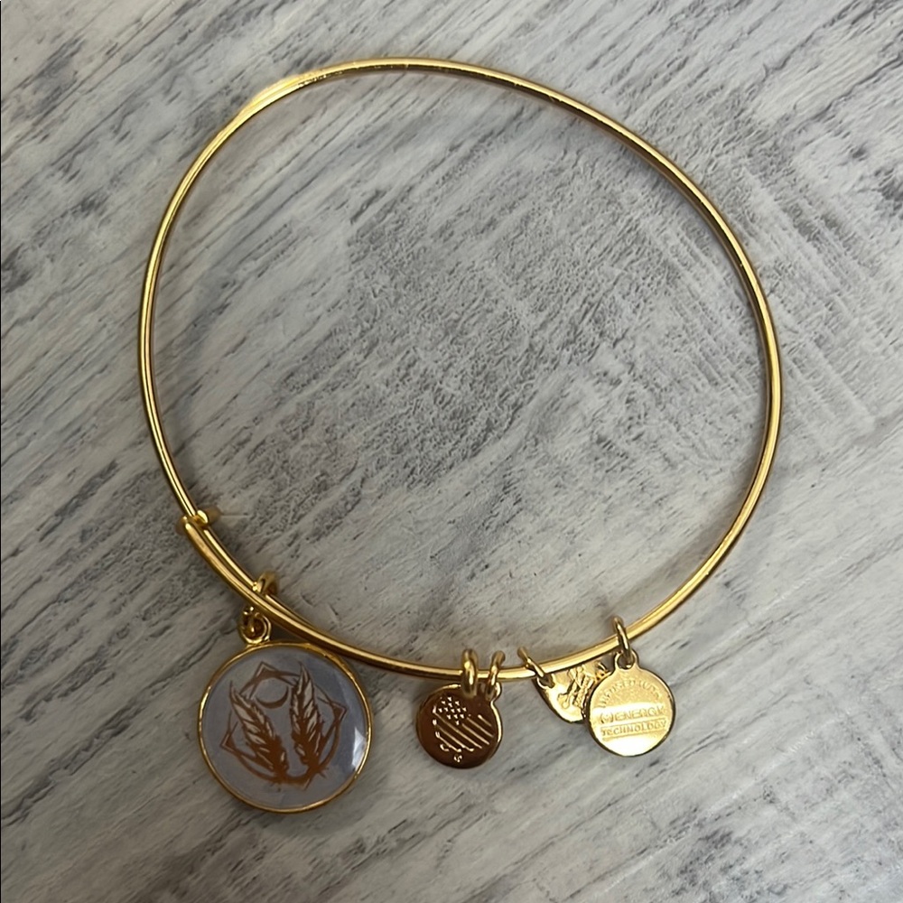 Gold Bangle Bracelet with Charms